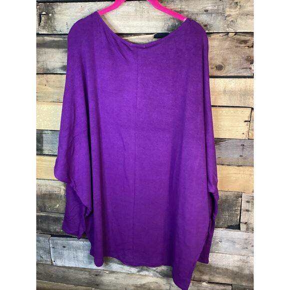 Andrèe By Unit Purple Long Bat Winged Sleeve Top Size 1X - Picture 4 of 4